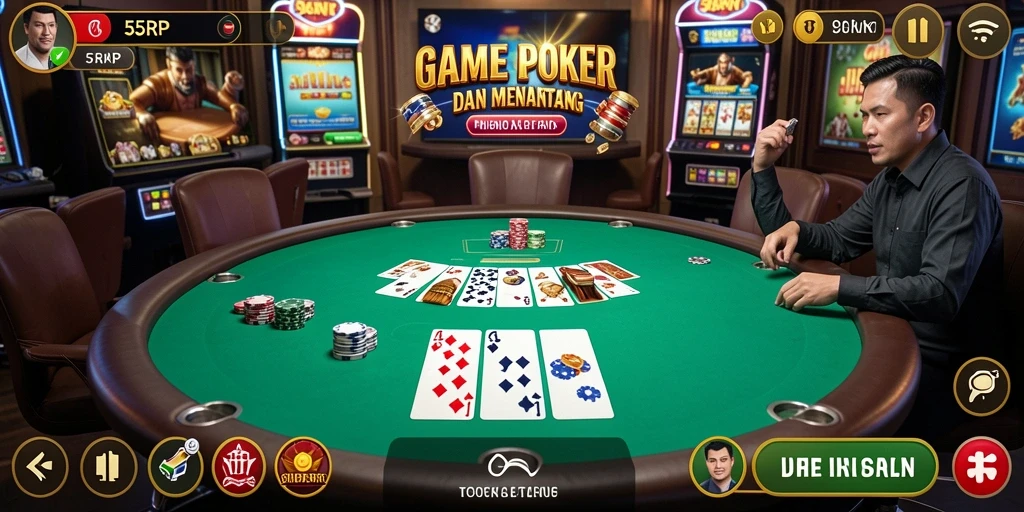 Tampilan gameplay poker yang seru dan interaktif di 55RP.