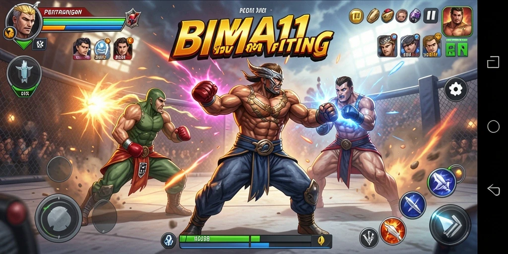 Tampilan gameplay BIMA11 yang seru dan penuh aksi pertarungan.