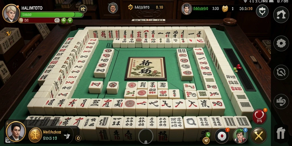 Tampilan menawan gameplay HALIMTOTO dengan ubin Mahjong.