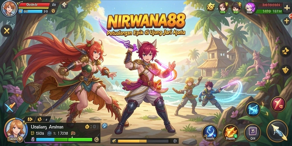 Tampilan gameplay NIRWANA88 dengan aksi karakter Anime yang dinamis.